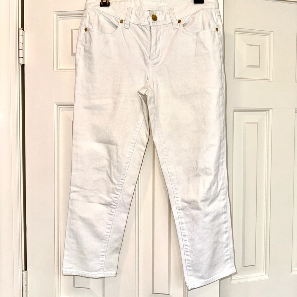 Tory Burch cropped straight leg jeans, white size 28